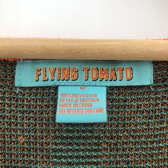 Flying Tomato MEDIUM Orange Knit Mini Sheath Sweater Dress Tribal 3/4 Sleeve - Picture 6 of 6